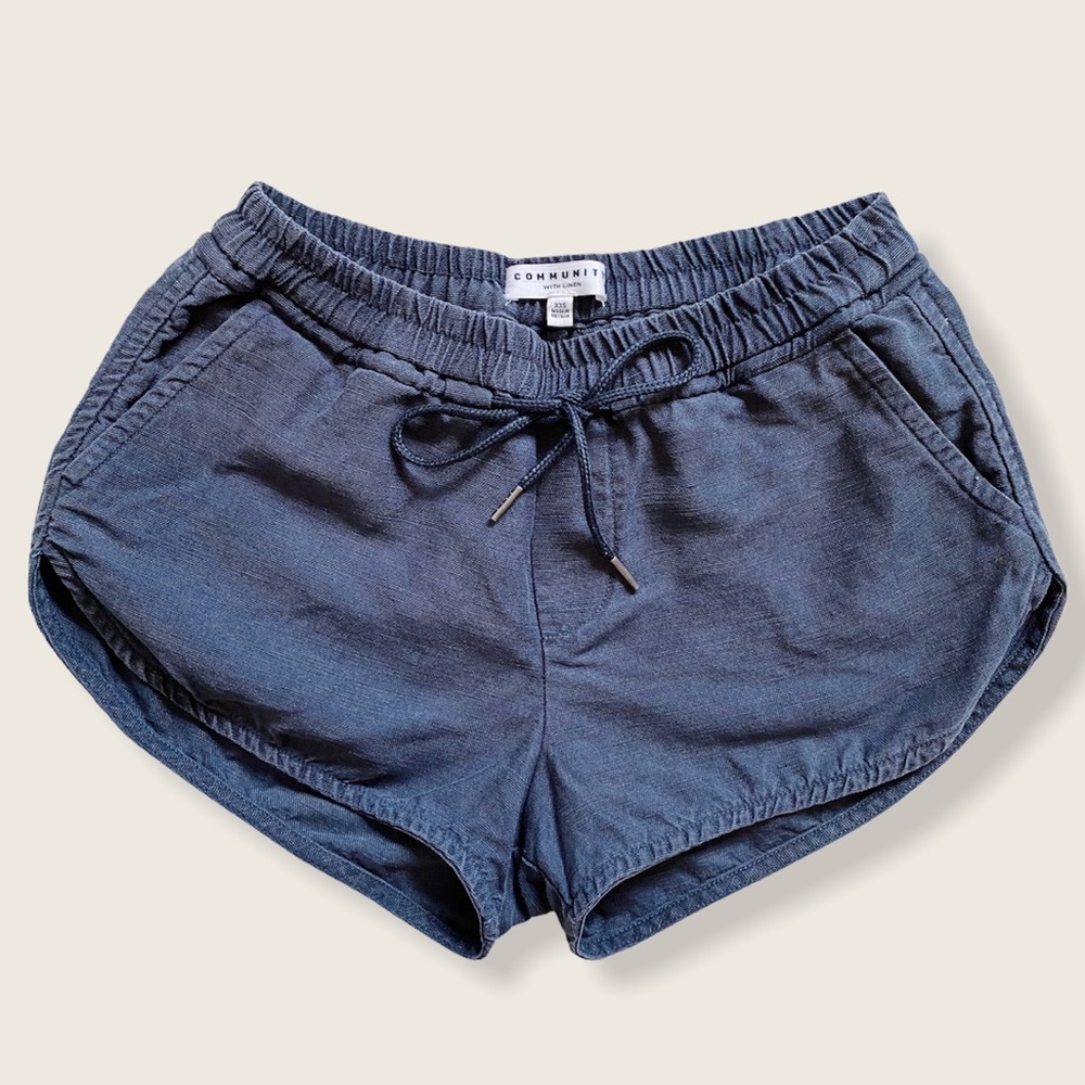 Aritzia l Community Navy Linen-Blend Habitus Pull-On Shorts XXS